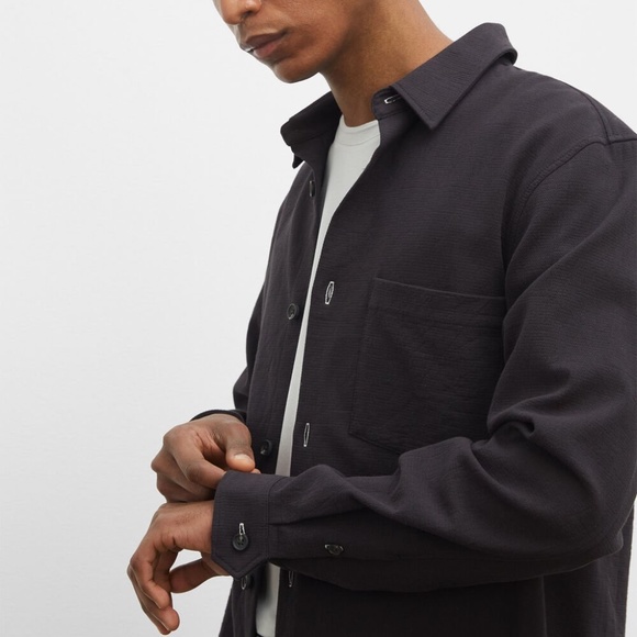 Long Sleeve Textured Standard Workshirt - New With Tags - NEVER WORN - Caviar - Picture 3 of 4